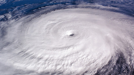 A satellite image of a hurricane