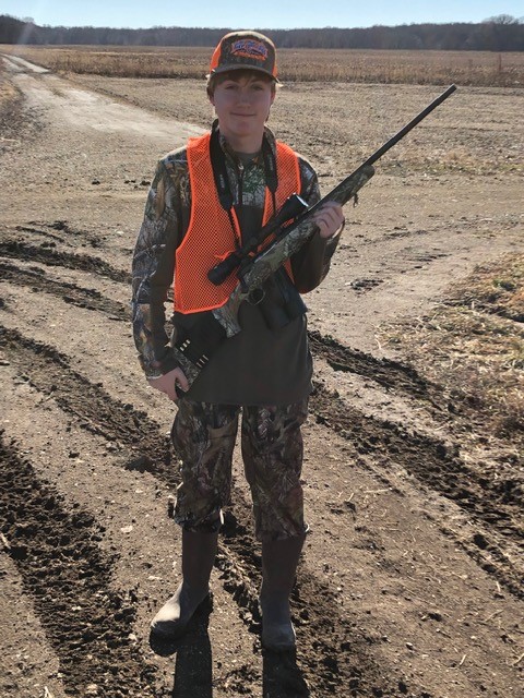 Me, Nolan Heitman, preparing to walk through muddy fields to get to our hunting blind.