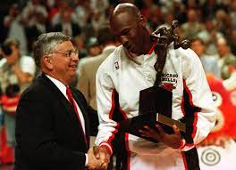 Michael Jordan receiving MVP trophy