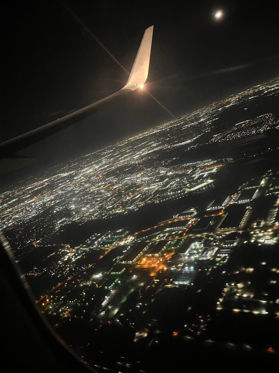 on the plane at night
