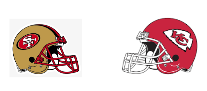 49ers and Chiefs helmets 