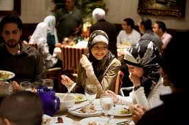 A Muslim Family having Iftar after a long day of fasting