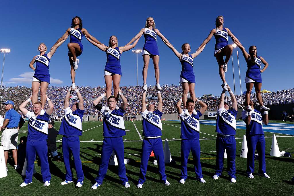 Cheerleaders performing