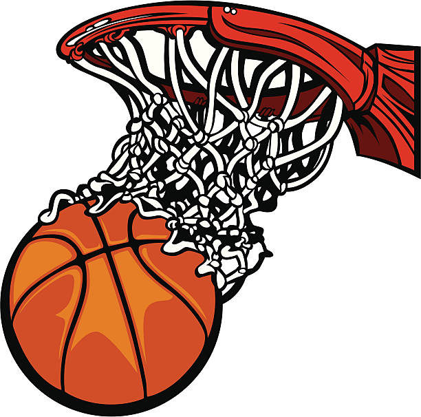 Cartoon Image of Basketball and Rim